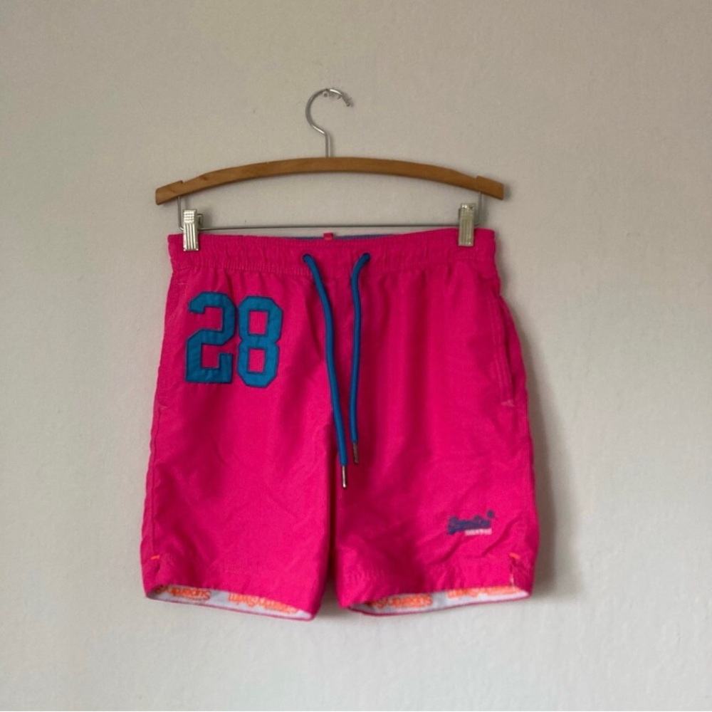 SuperDry Swim Trunks Pink Blue Bubblegum Summer Beach Fun